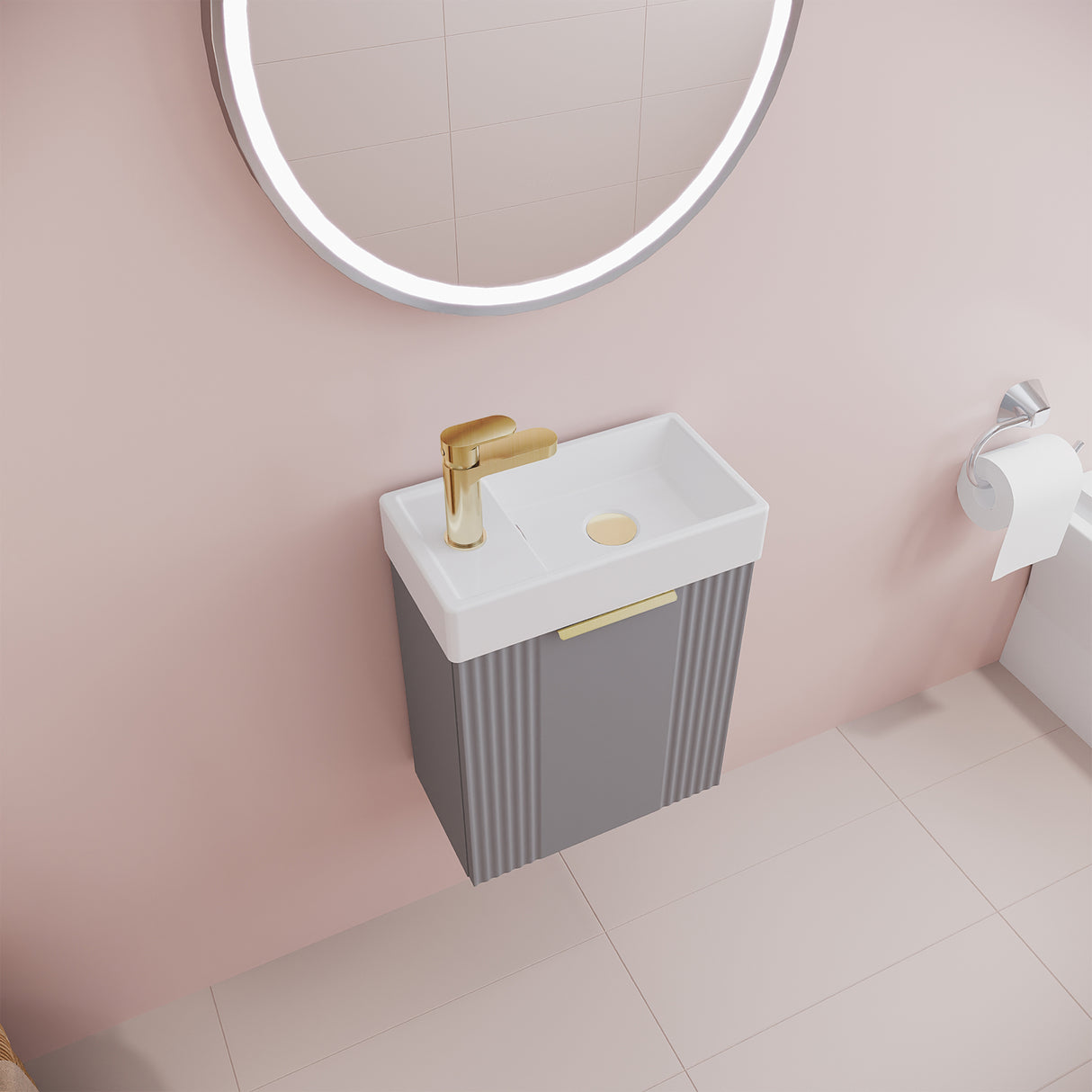 Retro Wall Hung Bathroom Cloakroom Vanity Basin Unit - Multiple Colours