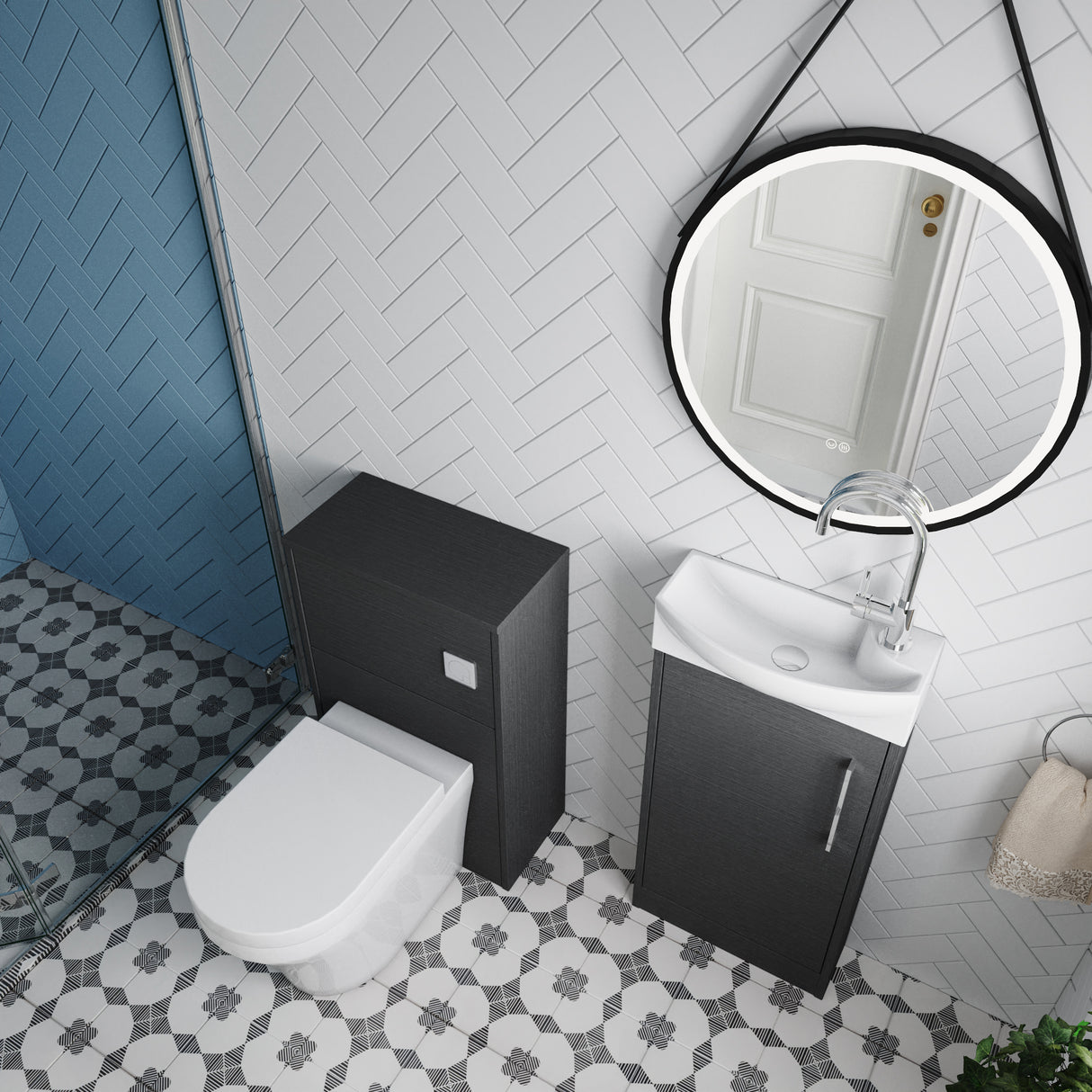 Power Floor Standing Cloakroom Bundle - Vanity, WC Unit, Toilet & Tap