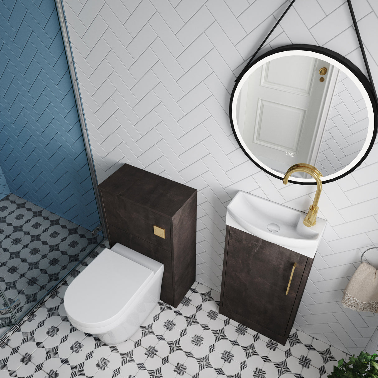 Power Floor Standing Cloakroom Bundle - Vanity, WC Unit, Toilet & Tap