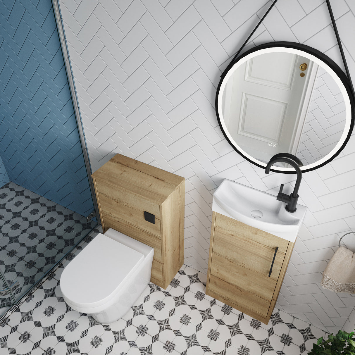 Power Floor Standing Cloakroom Bundle - Vanity, WC Unit, Toilet & Tap