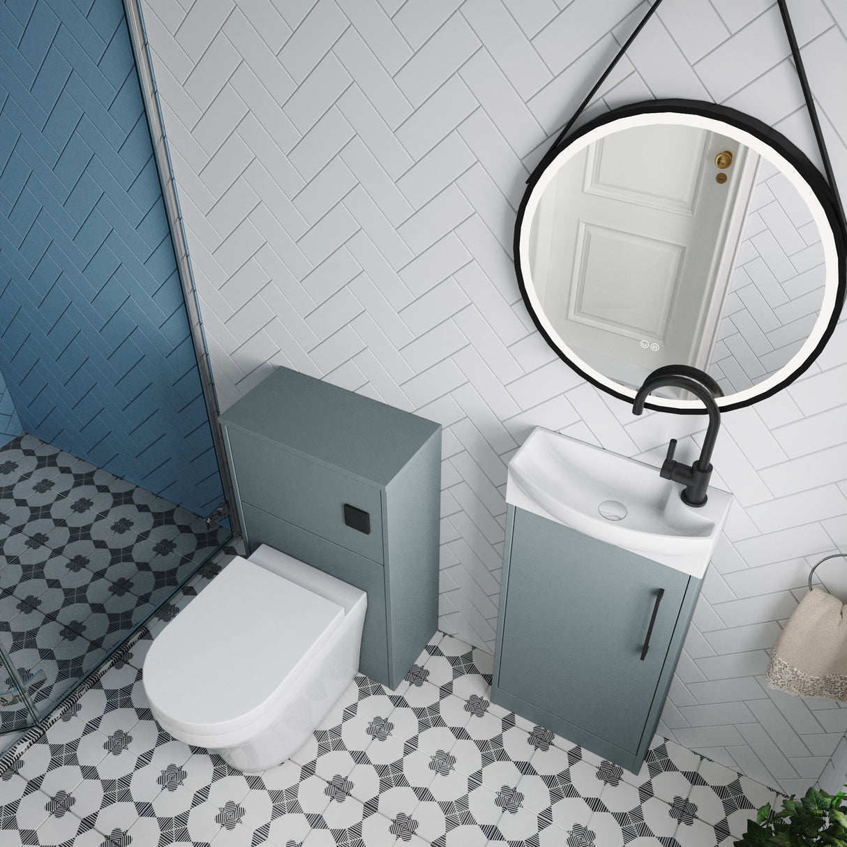 Power Floor Standing Cloakroom Bundle - Vanity, WC Unit, Toilet & Tap
