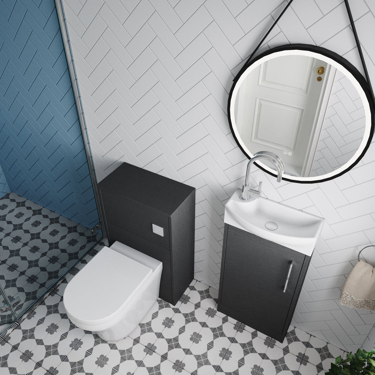 Power Floor Standing Cloakroom Bundle - Vanity, WC Unit, Toilet & Tap