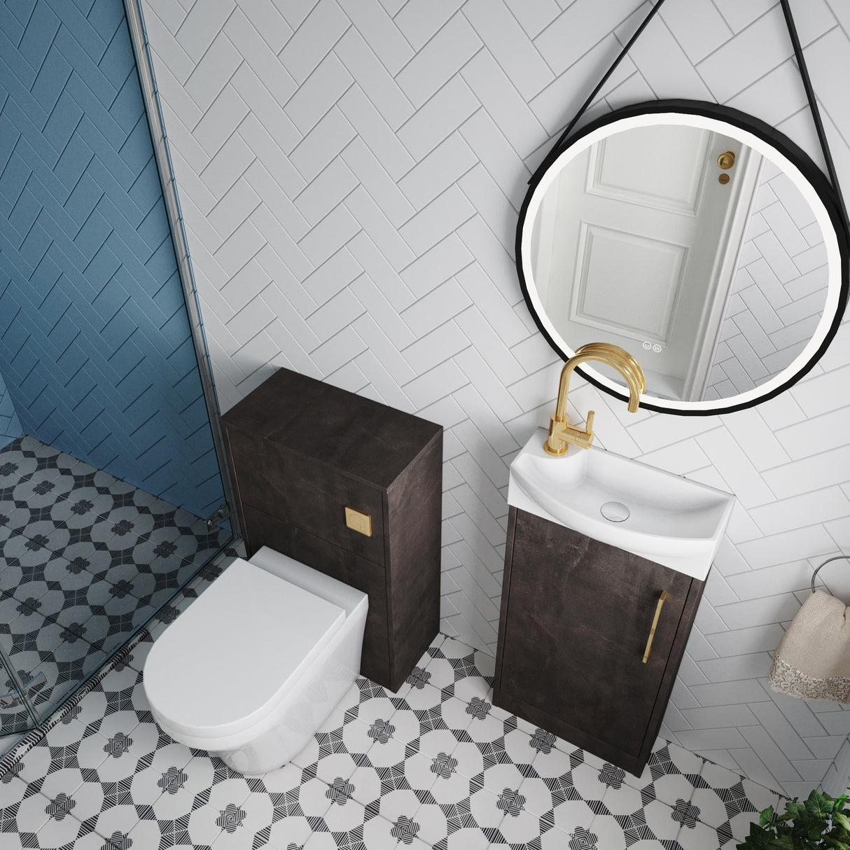 Power Floor Standing Cloakroom Bundle - Vanity, WC Unit, Toilet & Tap