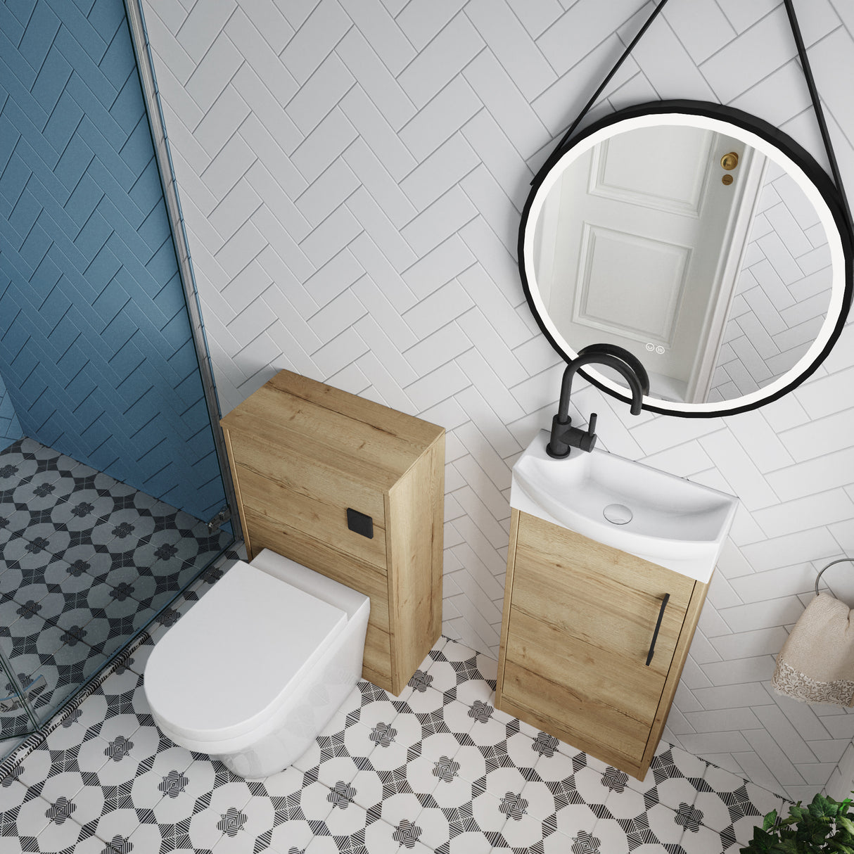 Power Floor Standing Cloakroom Bundle - Vanity, WC Unit, Toilet & Tap
