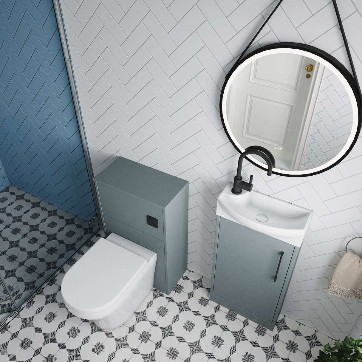 Power Floor Standing Cloakroom Bundle - Vanity, WC Unit, Toilet & Tap