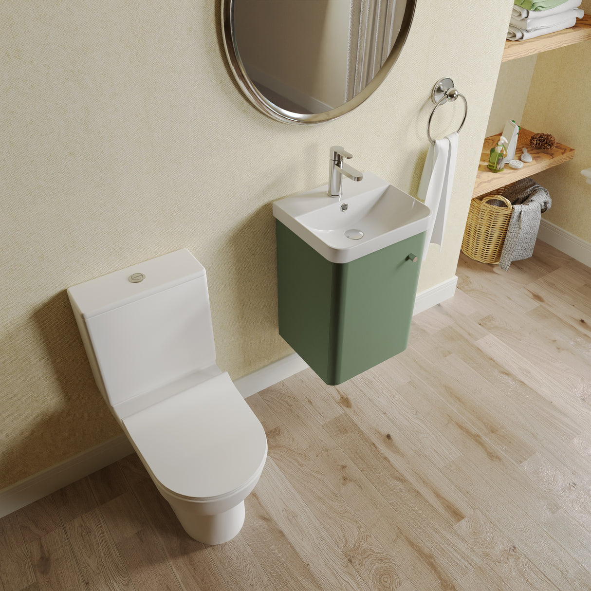 Curve Cloakroom Set - Wall Hung Vanity Basin Unit, Toilet and Mono Basin Mixer Tap