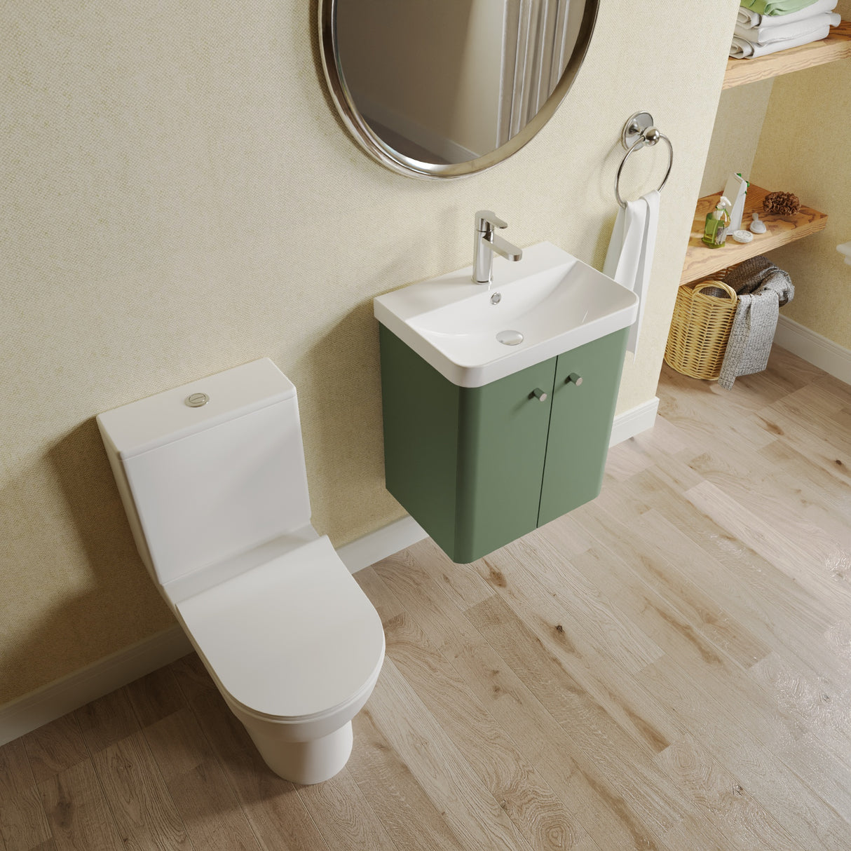 Curve Cloakroom Set - Wall Hung Vanity Basin Unit, Toilet and Mono Basin Mixer Tap
