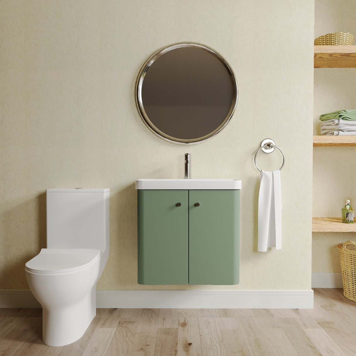 Curve Cloakroom Set - Wall Hung Vanity Basin Unit, Toilet and Mono Basin Mixer Tap