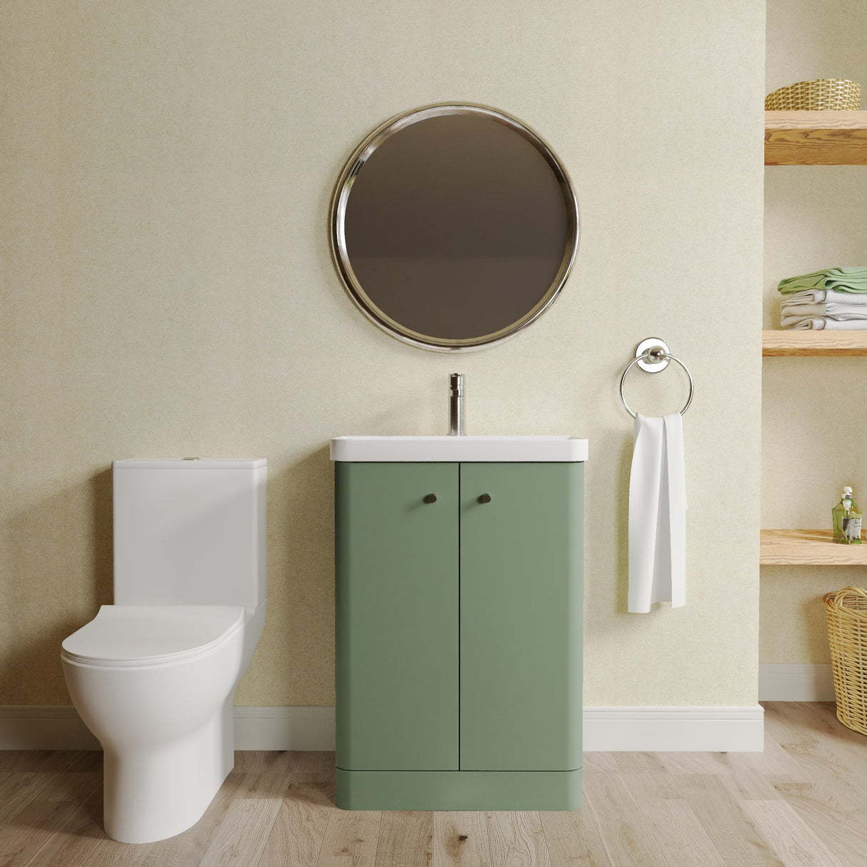Curve Cloakroom Set - Floor Standing Vanity Basin Unit, Toilet and Mono Basin Mixer Tap