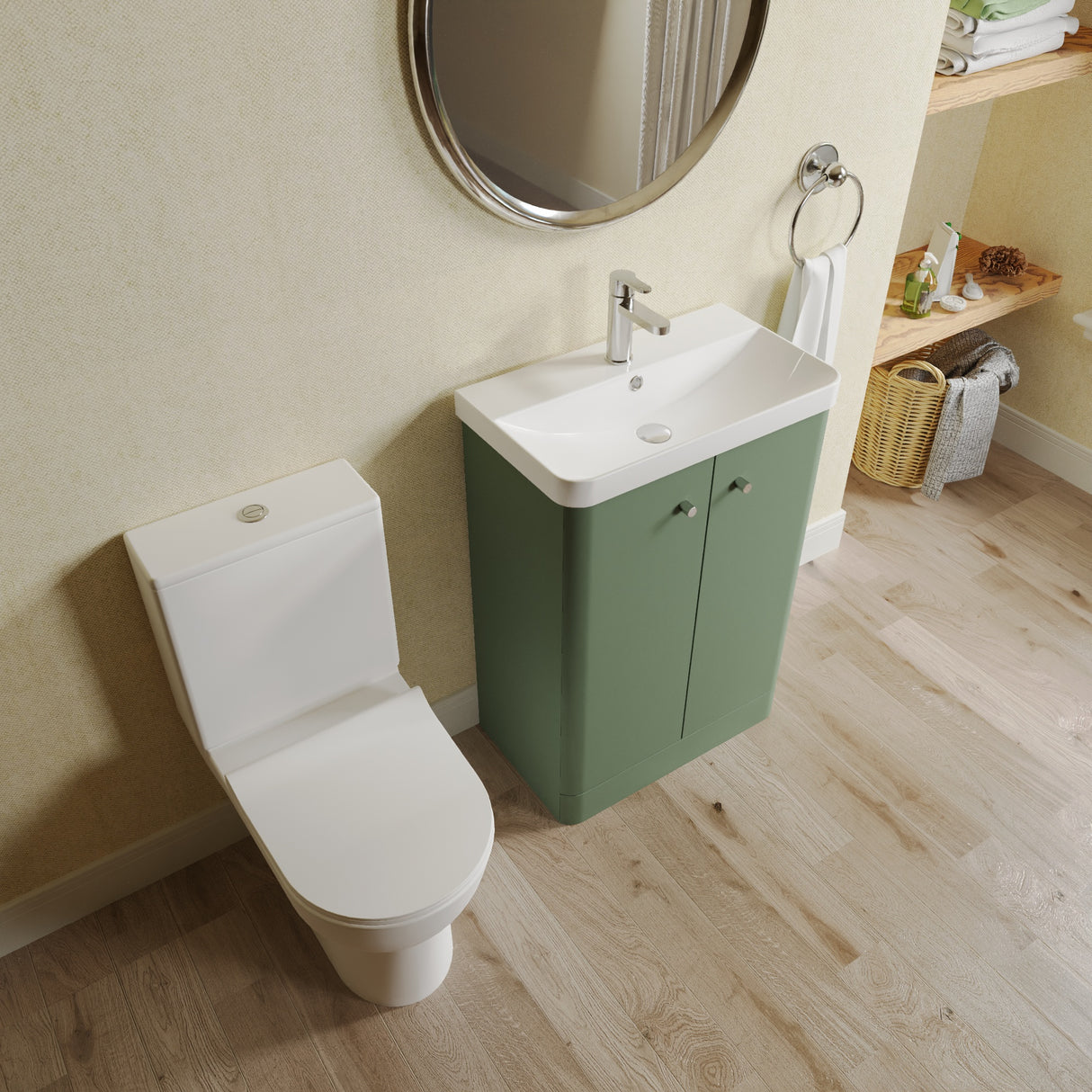 Curve Cloakroom Set - Floor Standing Vanity Basin Unit, Toilet and Mono Basin Mixer Tap