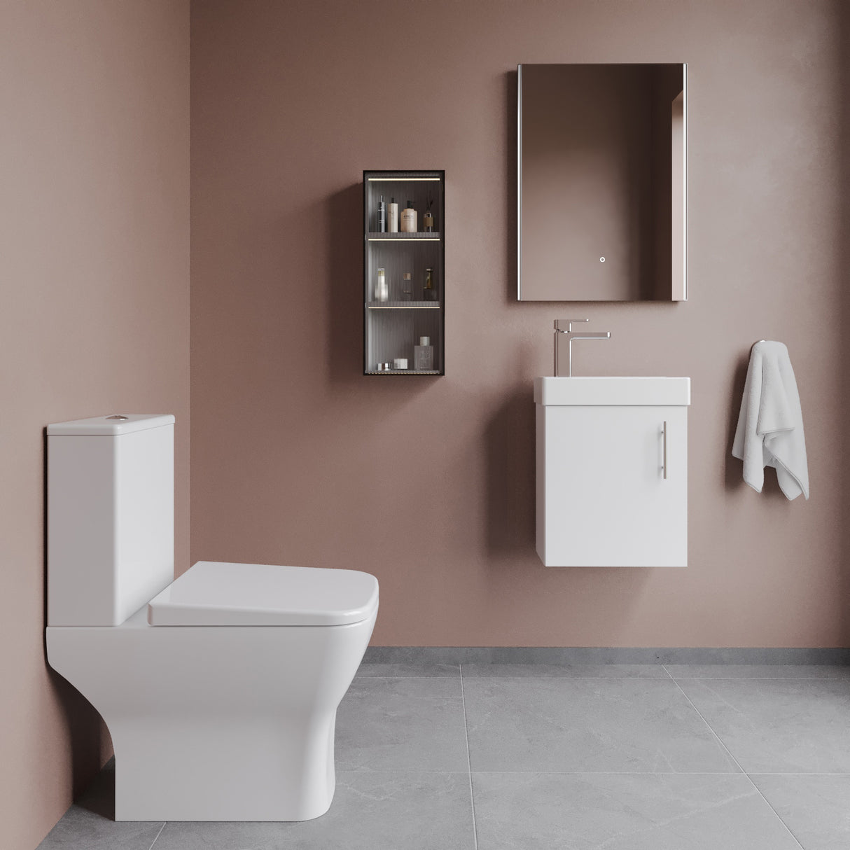 Saint Cloakroom Set - Wall Hung Vanity Basin Unit, Toilet Pan, Cistern, Seat & Mini Basin Tap