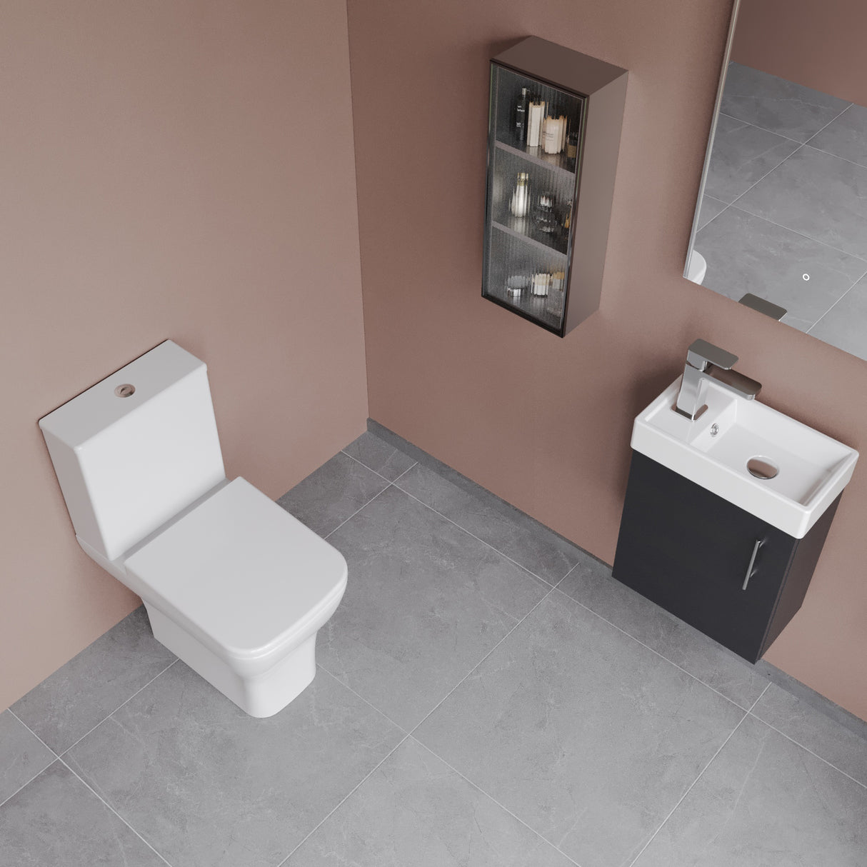 Saint Cloakroom Set - Wall Hung Vanity Basin Unit, Toilet Pan, Cistern, Seat & Mini Basin Tap