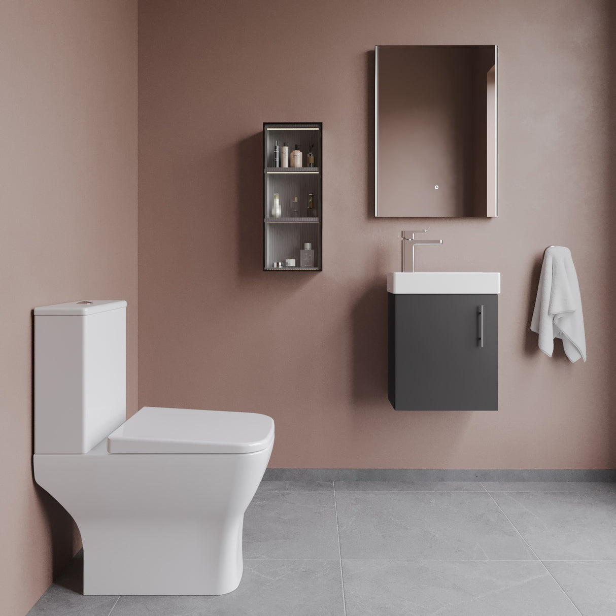 Saint Cloakroom Set - Wall Hung Vanity Basin Unit, Toilet Pan, Cistern, Seat & Mini Basin Tap