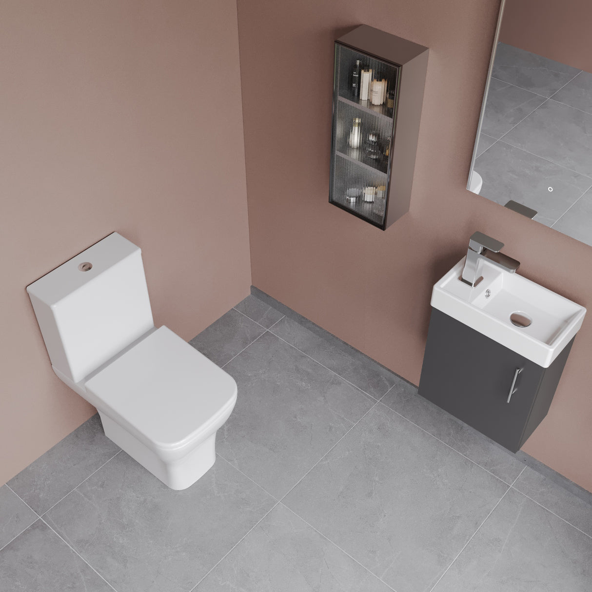Saint Cloakroom Set - Wall Hung Vanity Basin Unit, Toilet Pan, Cistern, Seat & Mini Basin Tap
