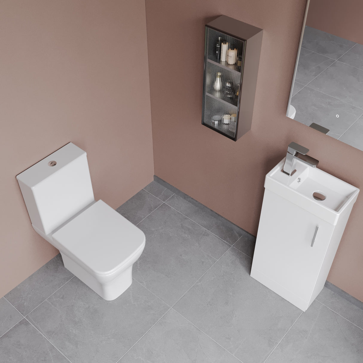Saint Cloakroom Set - Floor Standing Vanity Basin Unit, Toilet Pan, Cistern, Seat & Mini Basin Tap
