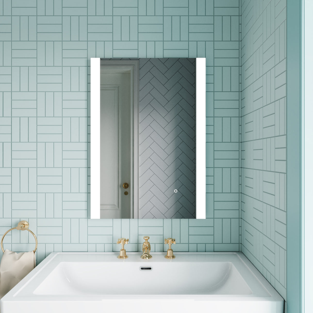 Contemporary Rectangular LED Illuminated Touch Sensor Mirror with Demister, 700mm x 500mm