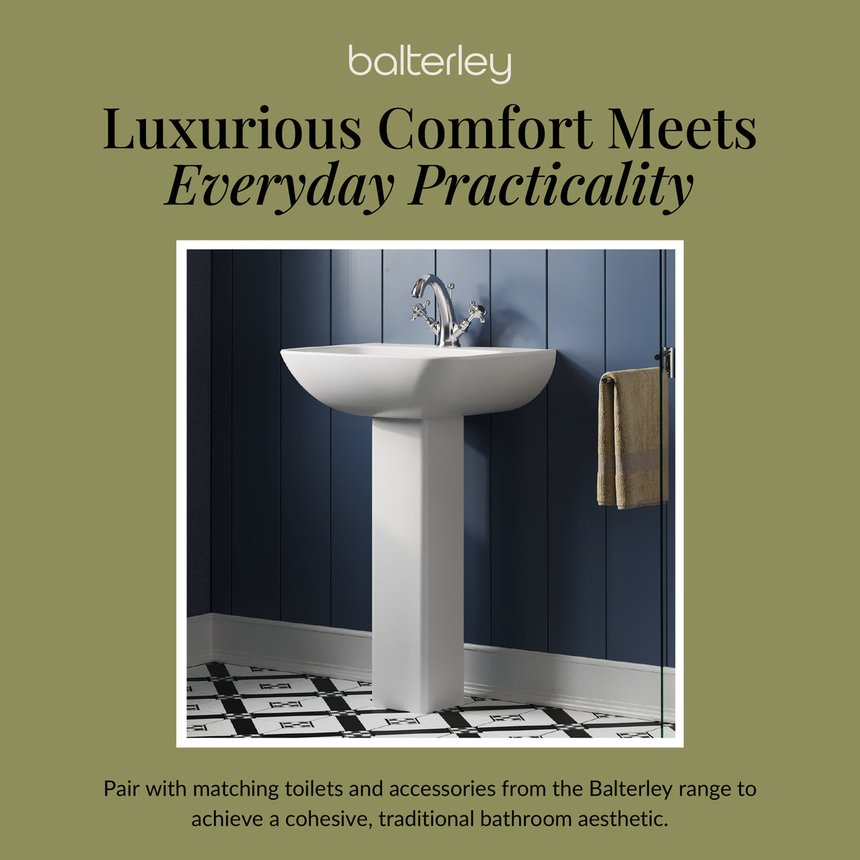 Sleek Modern White 545mm Round Bathroom Basin & Pedestal