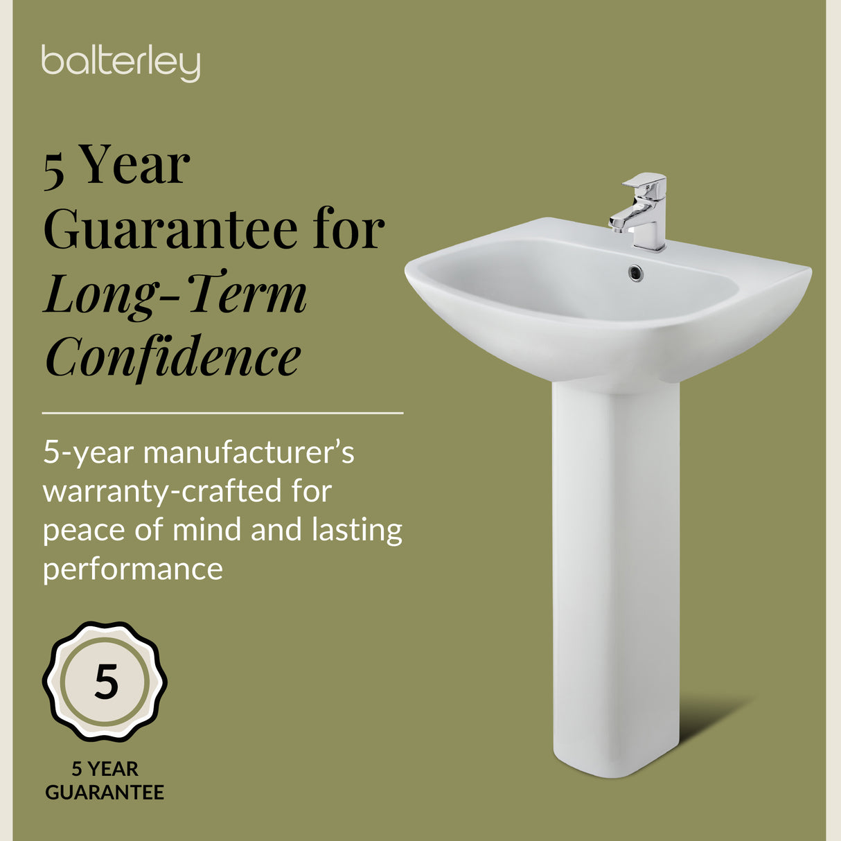 Sleek Modern White 545mm Round Bathroom Basin & Pedestal