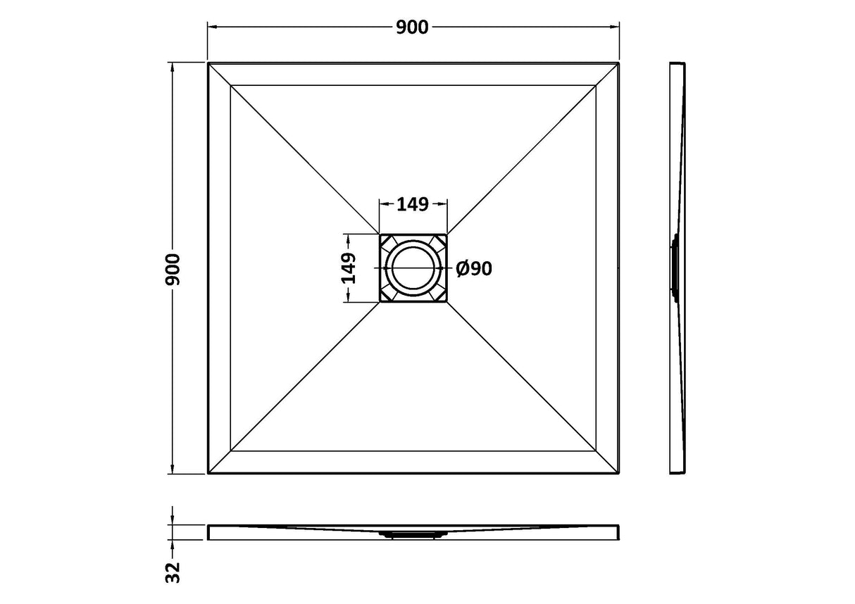 Premium Slimline Square Shower Tray - Choice of Size and Finish