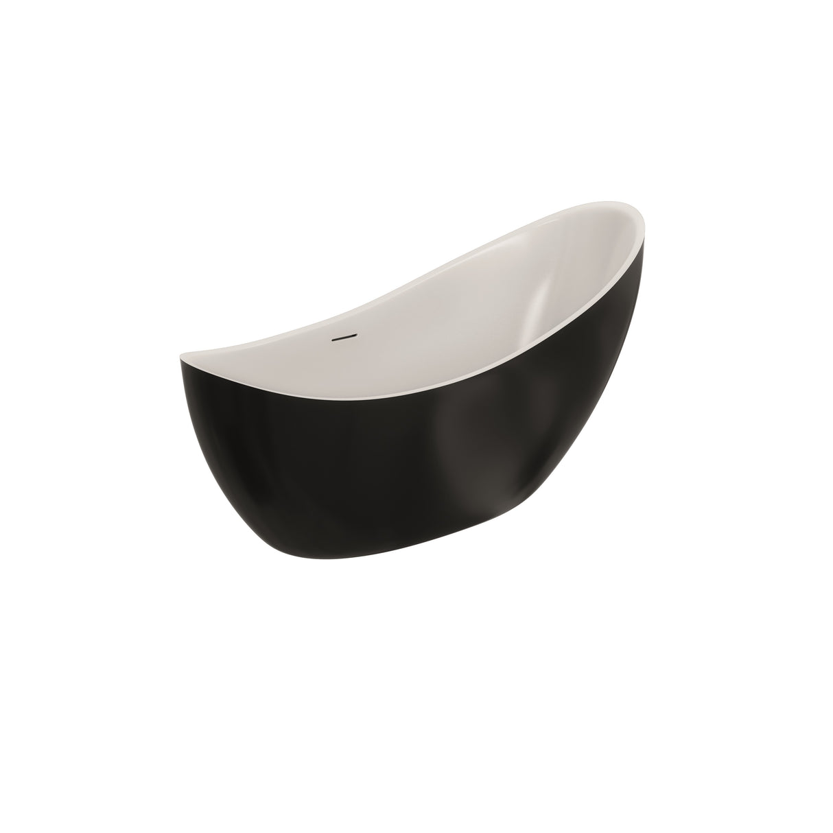 Modern Freestanding Slipper Bath - Black Finish - 1750 x 730mm