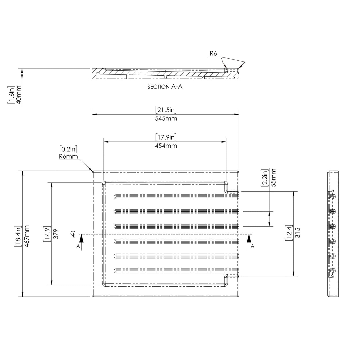 Fireclay Ceramic Kitchen Worktop Sink Drainer with Grooves
