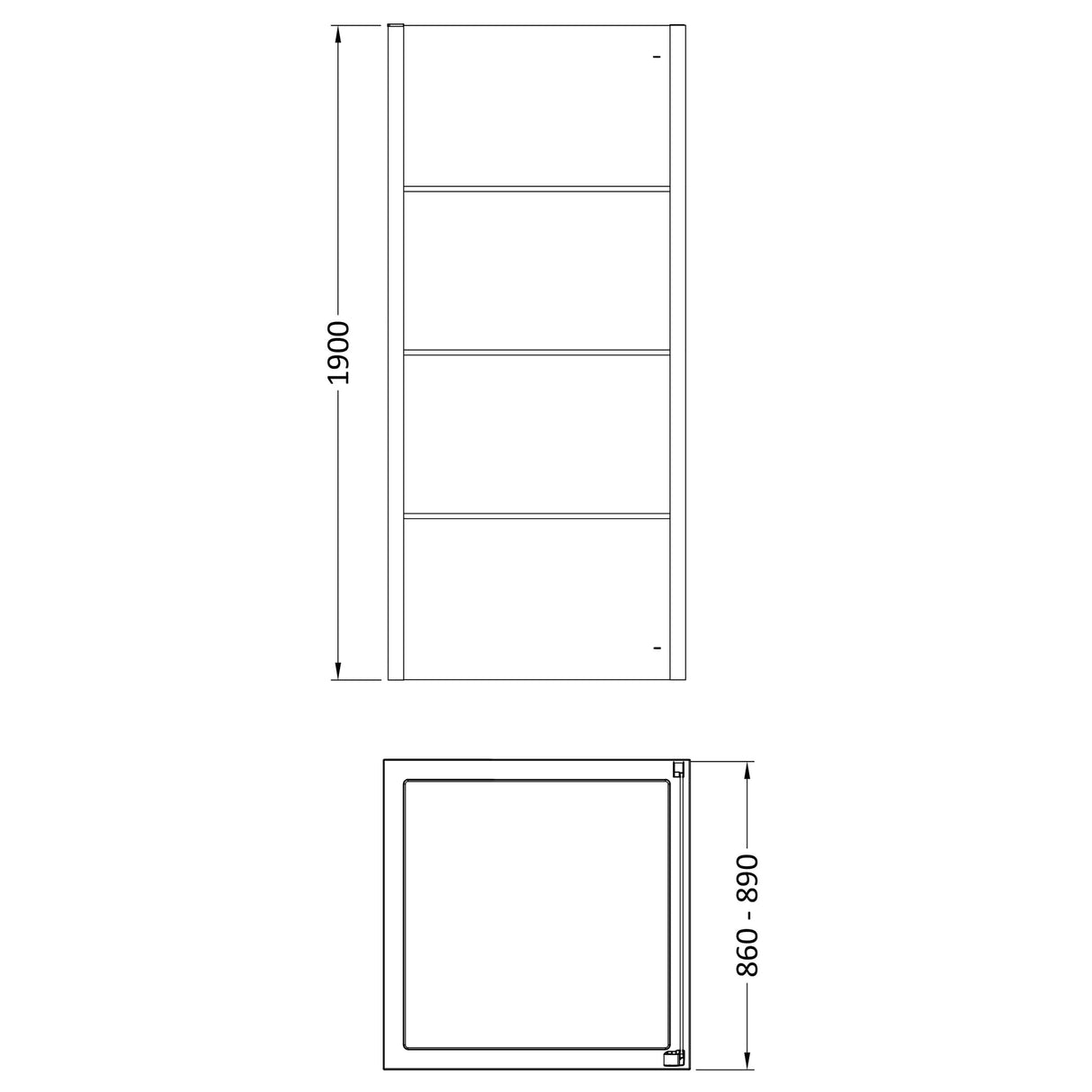 Sonic 8mm Toughened Safety Glass Shower Side Panel, Black