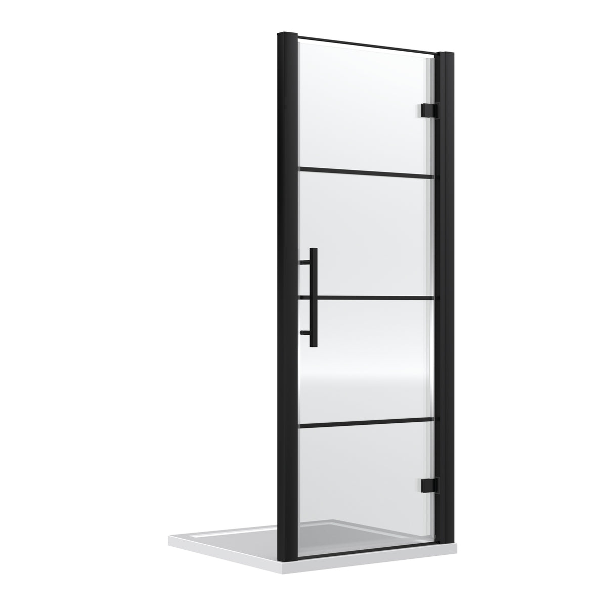 8mm Toughened Safety Glass Hinged Shower Door, Black