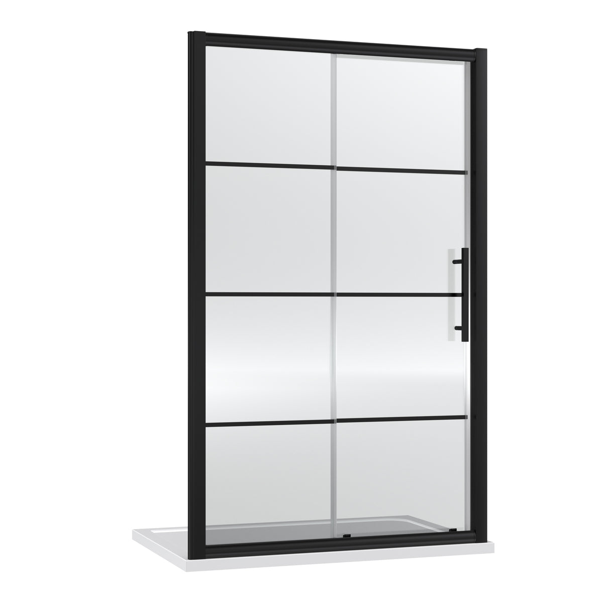 8mm Toughened Safety Glass Sliding Shower Door - Black - Choice of Size
