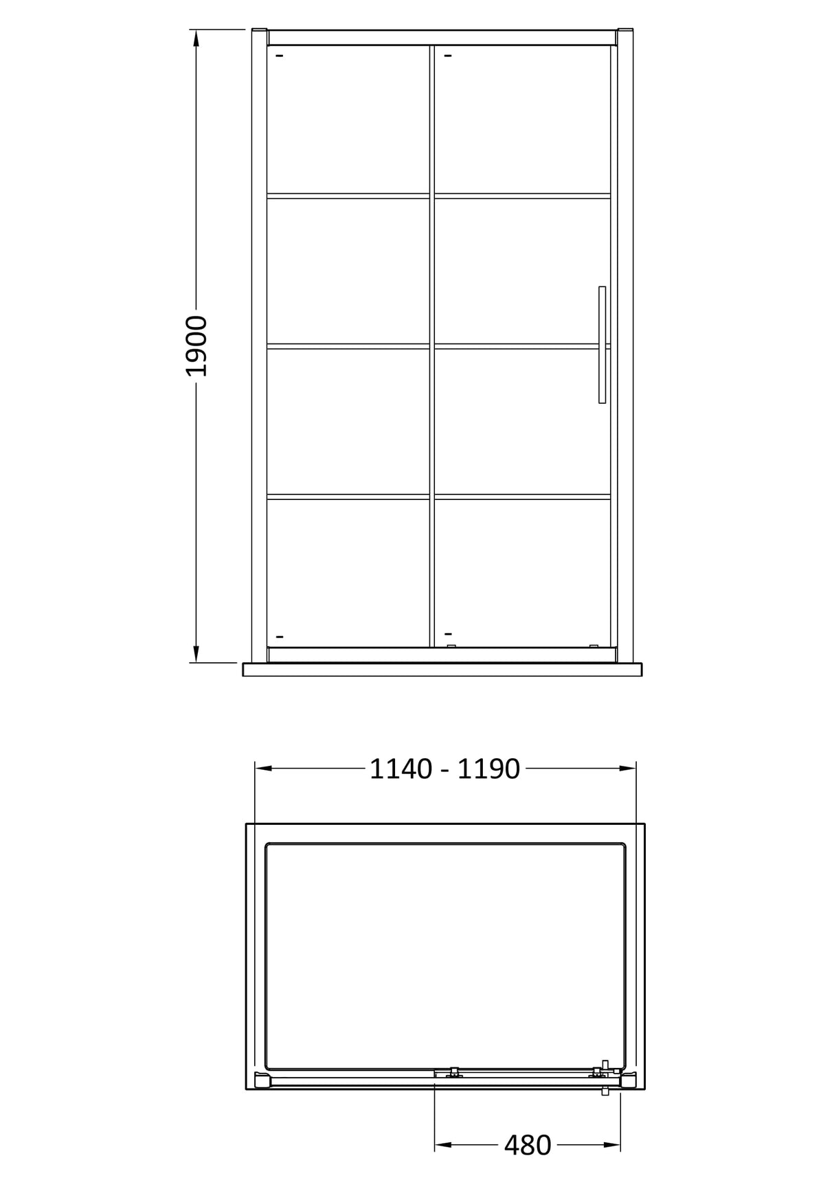 8mm Toughened Safety Glass Sliding Shower Door - Black - Choice of Size