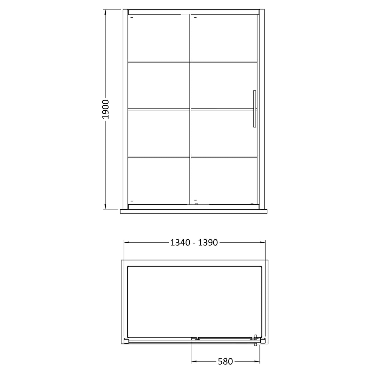 8mm Toughened Safety Glass Sliding Shower Door - Black - Choice of Size