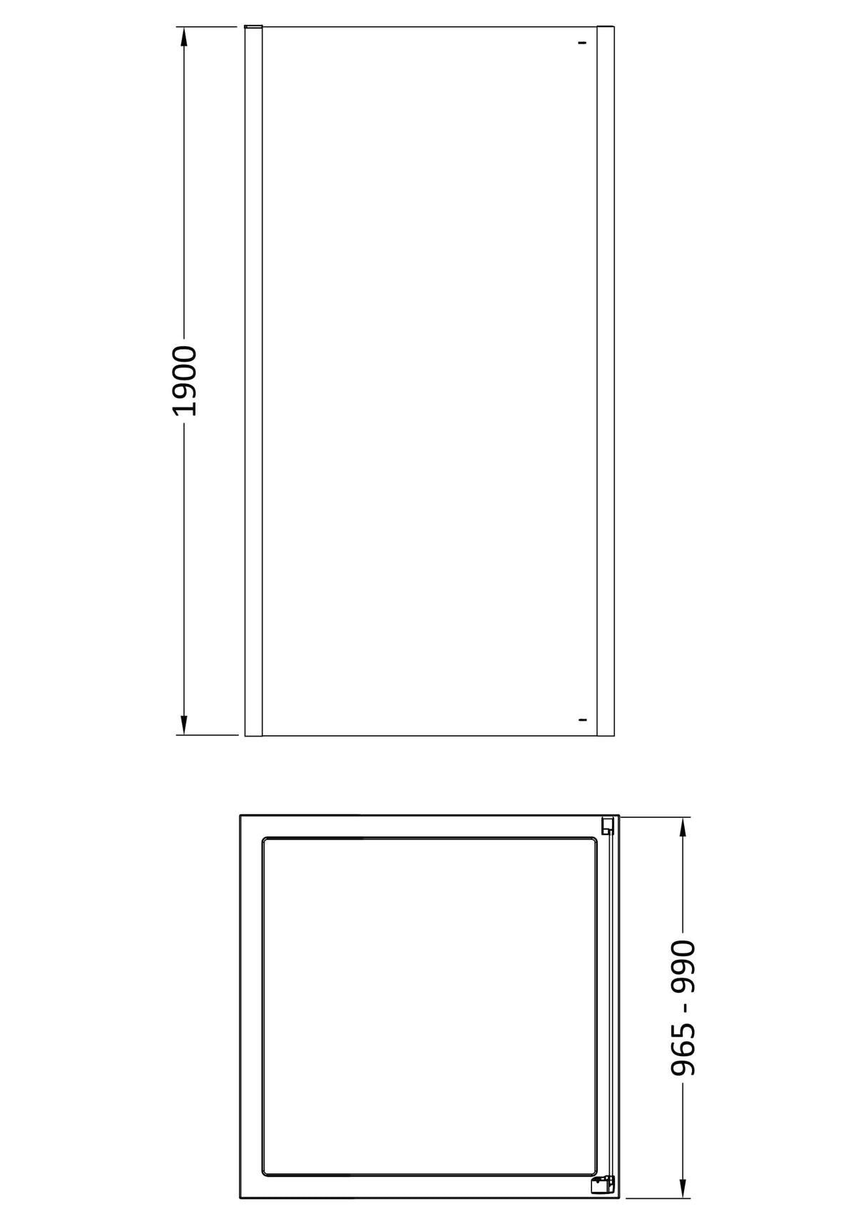 8mm Toughened Safety Glass Shower Side Panel - 1900mm Height - Choice of Size and Finish