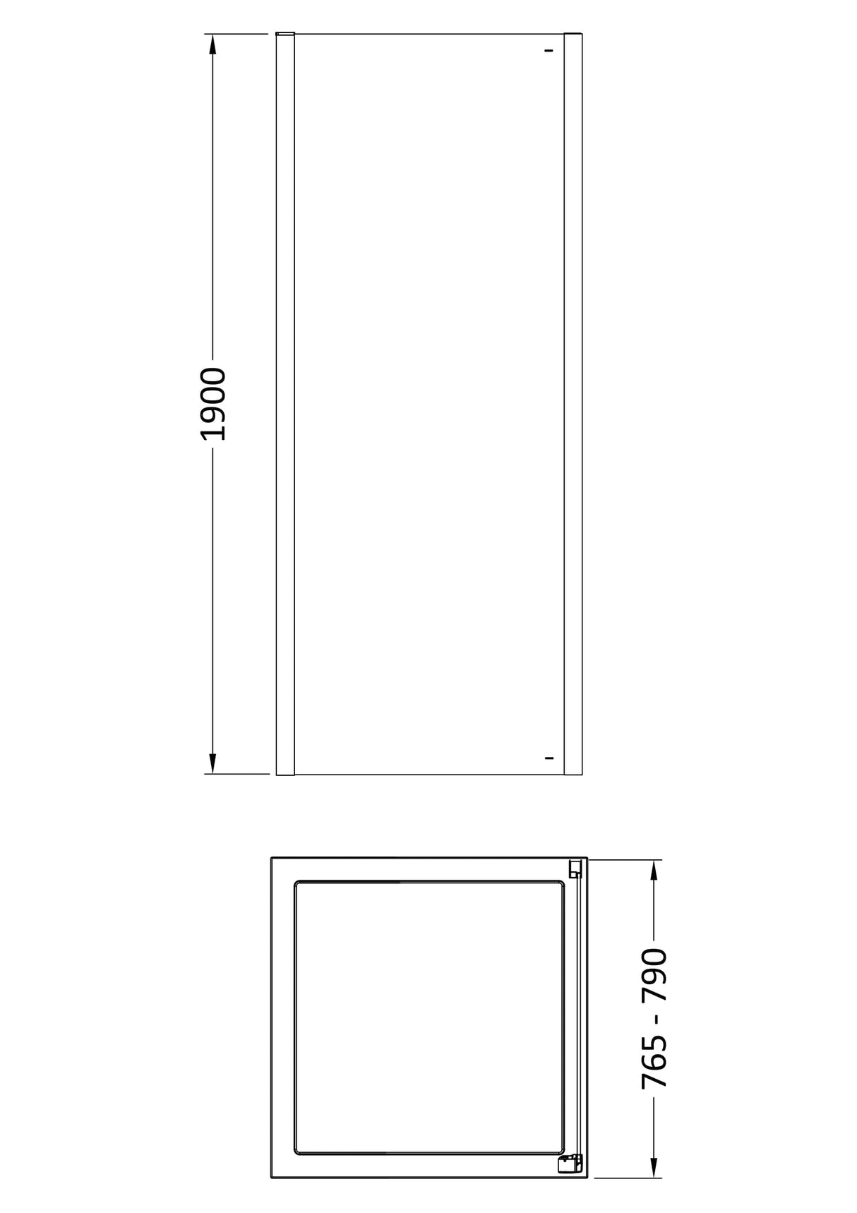 8mm Toughened Safety Glass Shower Side Panel - 1900mm Height - Choice of Size and Finish