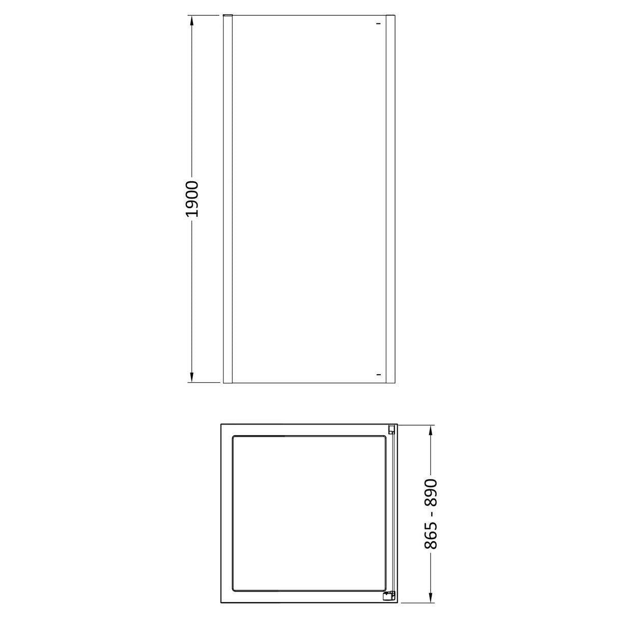 8mm Toughened Safety Glass Shower Side Panel - 1900mm Height - Choice of Size and Finish