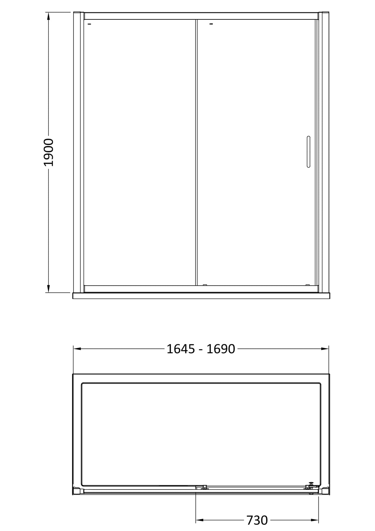 8mm Toughened Safety Glass Sliding Shower Door - 1900mm Height - Choice of Size and Finish