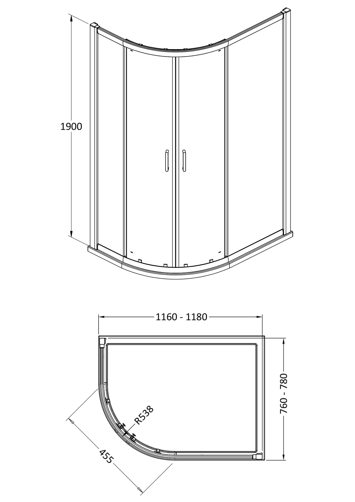 Contemporary 8mm Glass Offset Quadrant Shower Enclosure, H: 1900mm, Choice of Colour