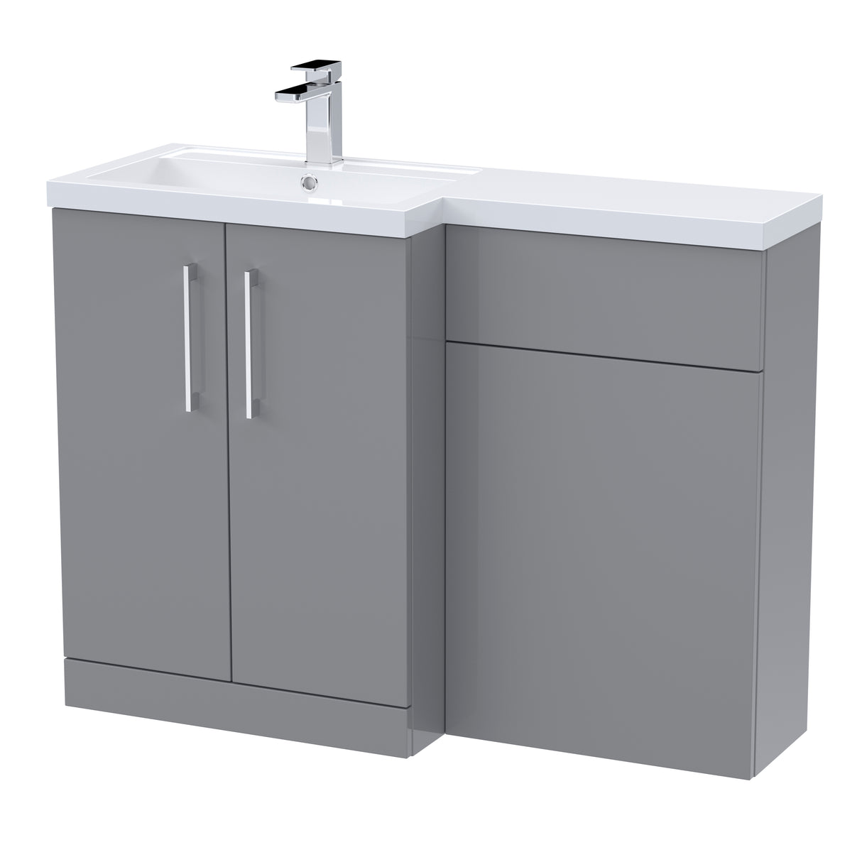 Bathroom Vanity Unit with Basin & WC Unit, Left Hand, 1100mm x 390mm - Choice of Colour