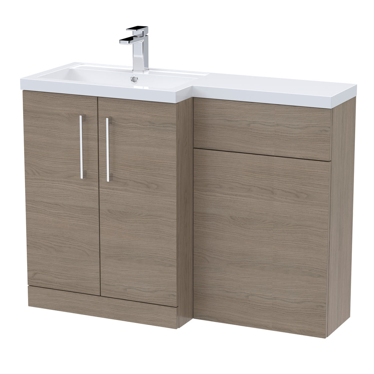 Bathroom Vanity Unit with Basin & WC Unit, Left Hand, 1100mm x 390mm - Choice of Colour