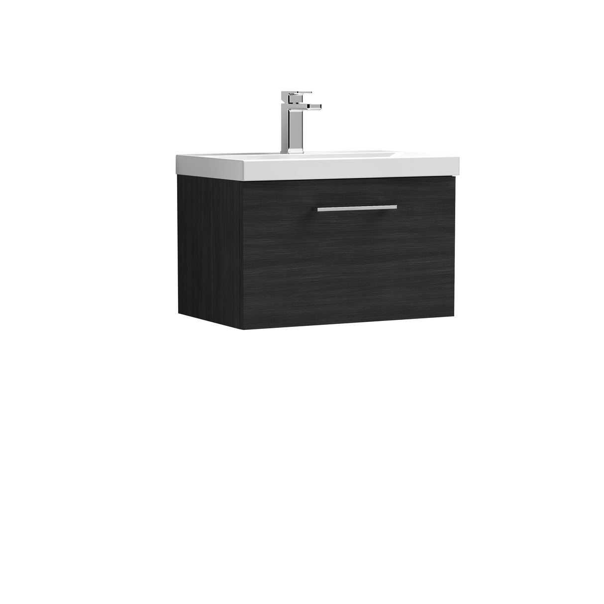 Wall Hung 1 Drawer Vanity Unit with Mid-Edge Ceramic Basin - Choice of Colour, Handle Finish and Size