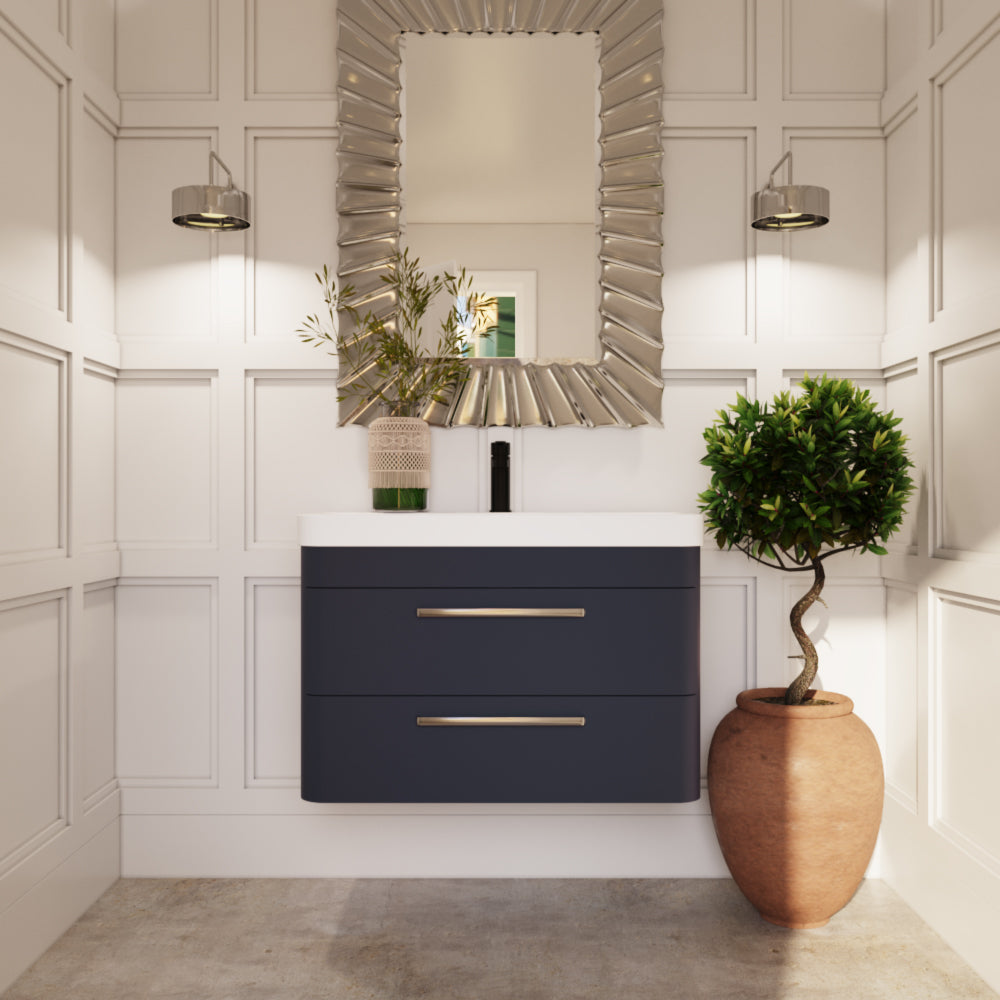 Croxden Modern Wall Hung Vanity Basin Unit with Soft Close Drawers - 600mm or 800mm