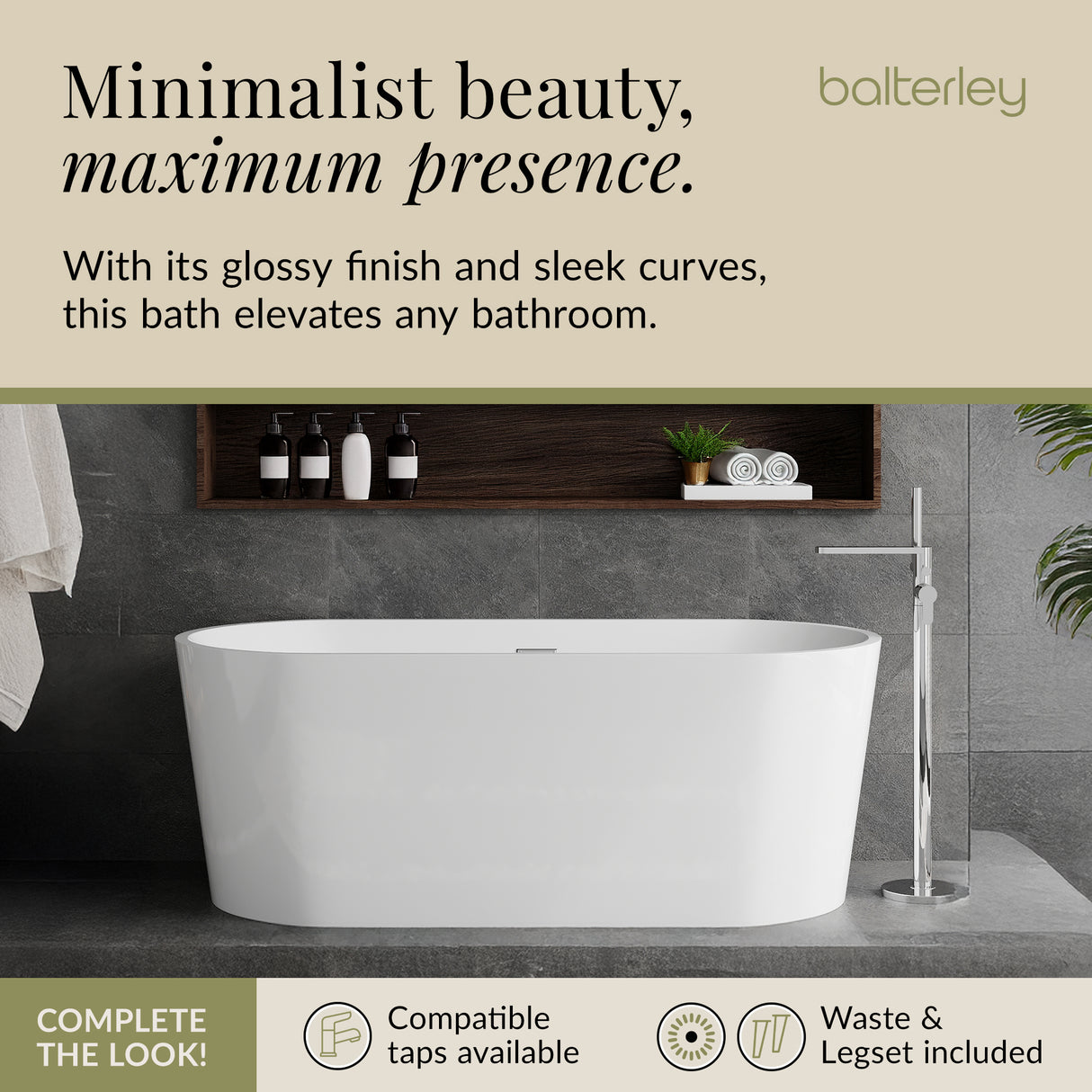 Freestanding Oval Bath by Balterley - Stunning Contemporary Bath available in a range of Sizes
