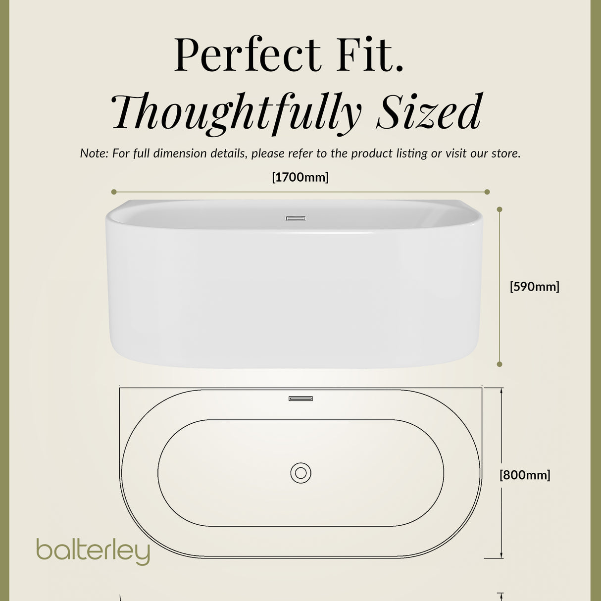 Contemporary Back To Wall Freestanding Bath from Balterley - Modern Design in Multiple Sizes