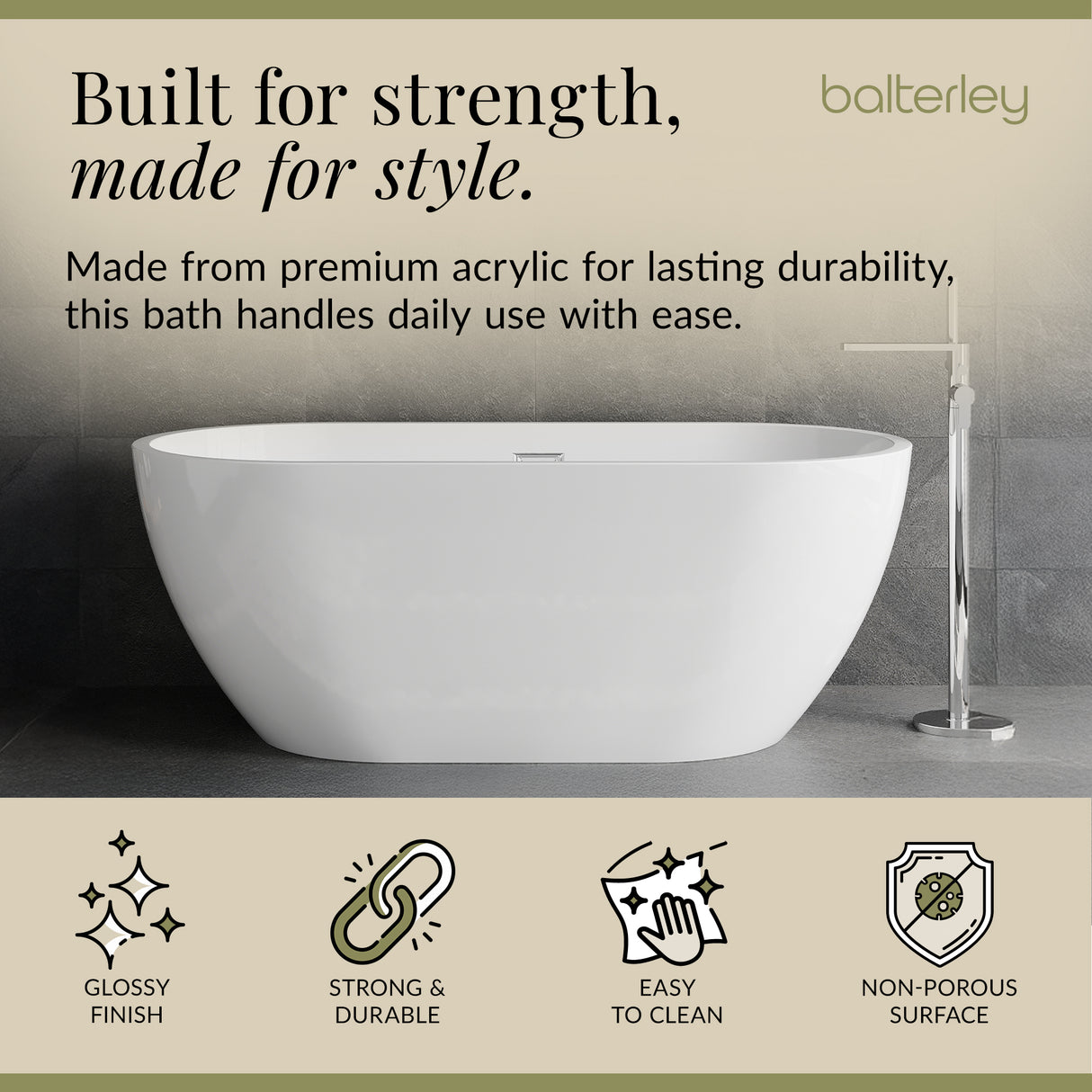 Contemporary Oval Freestanding Bath and Waste from Balterley - Multiple Sizes Available