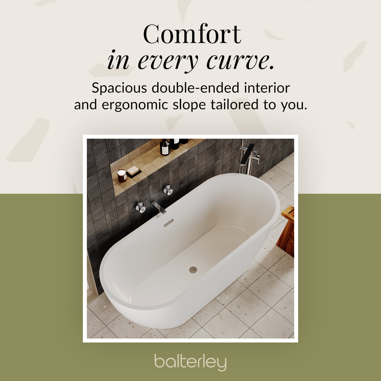 Contemporary Oval Freestanding Bath and Waste from Balterley - Multiple Sizes Available
