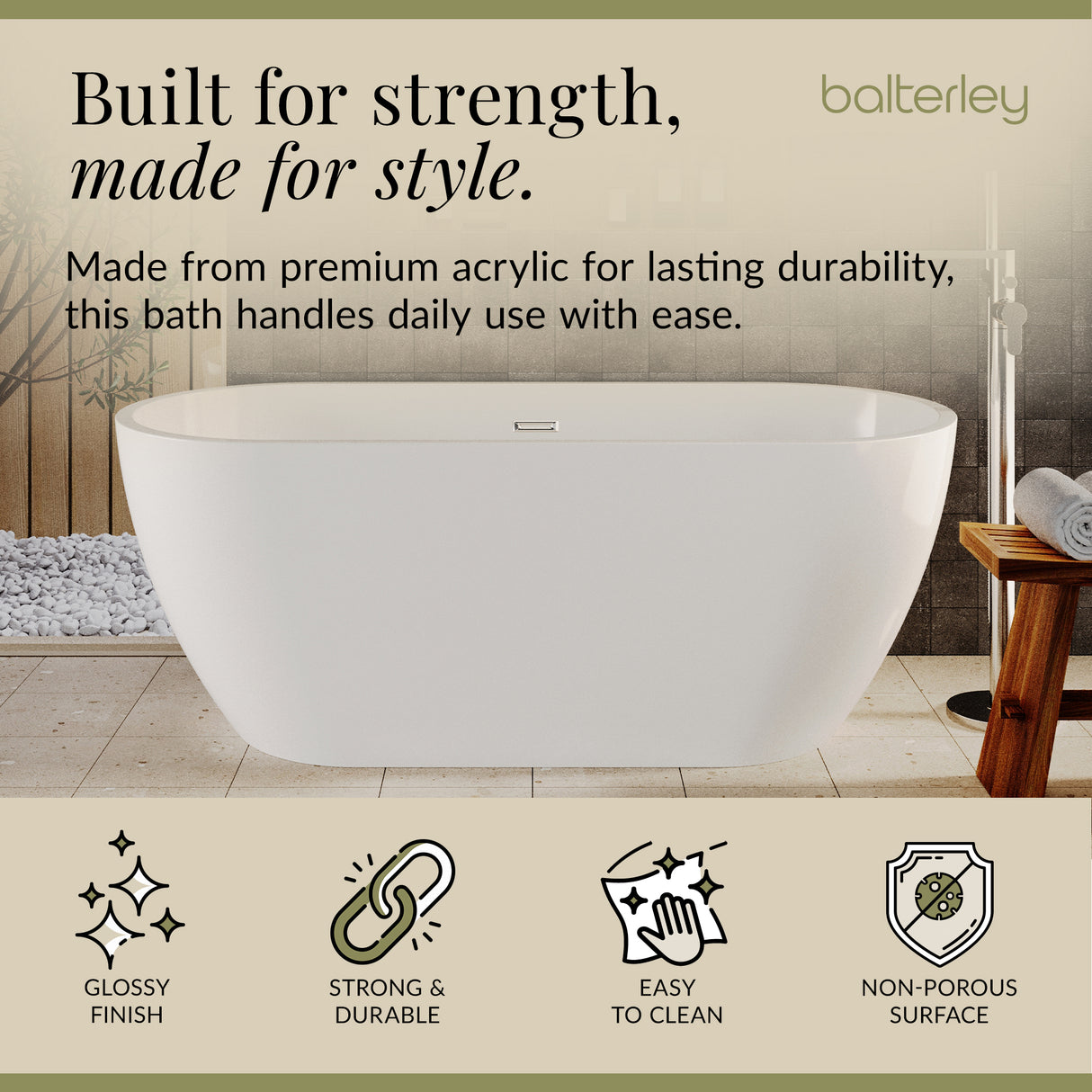 Contemporary Oval Freestanding Bath and Waste from Balterley - Multiple Sizes Available