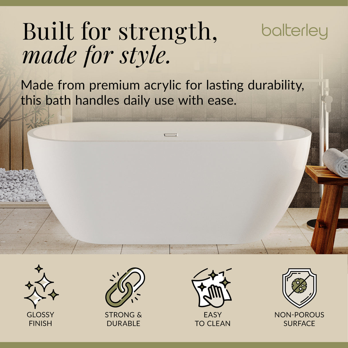 Contemporary Oval Freestanding Bath and Waste from Balterley - Multiple Sizes Available