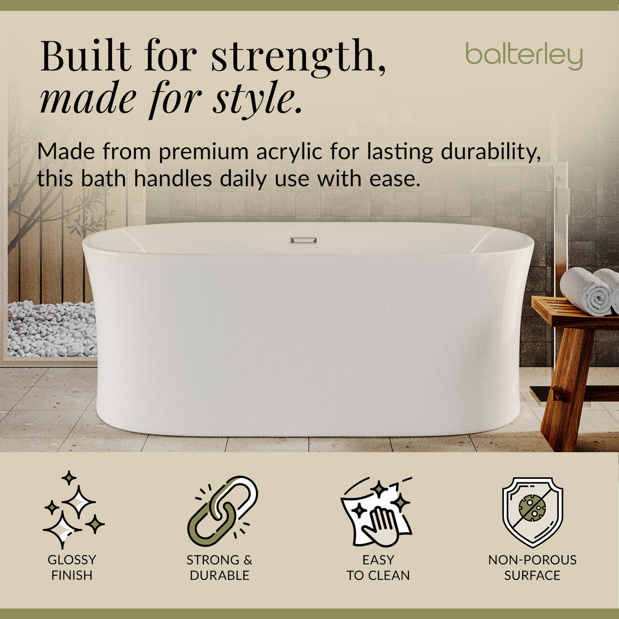 Contemporary White Curved Freestanding Bath from Balterley - Multiple Sizes Available
