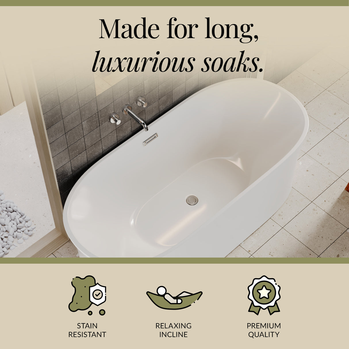 Contemporary White Curved Freestanding Bath from Balterley - Multiple Sizes Available