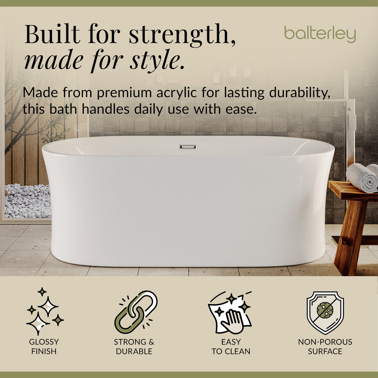 Contemporary White Curved Freestanding Bath from Balterley - Multiple Sizes Available