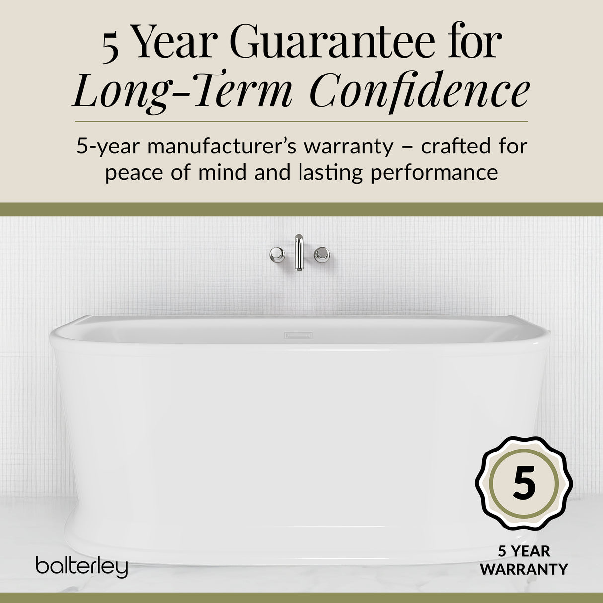 Contemporary Back To Wall Freestanding Bath from Balterley - Multiple Sizes Available