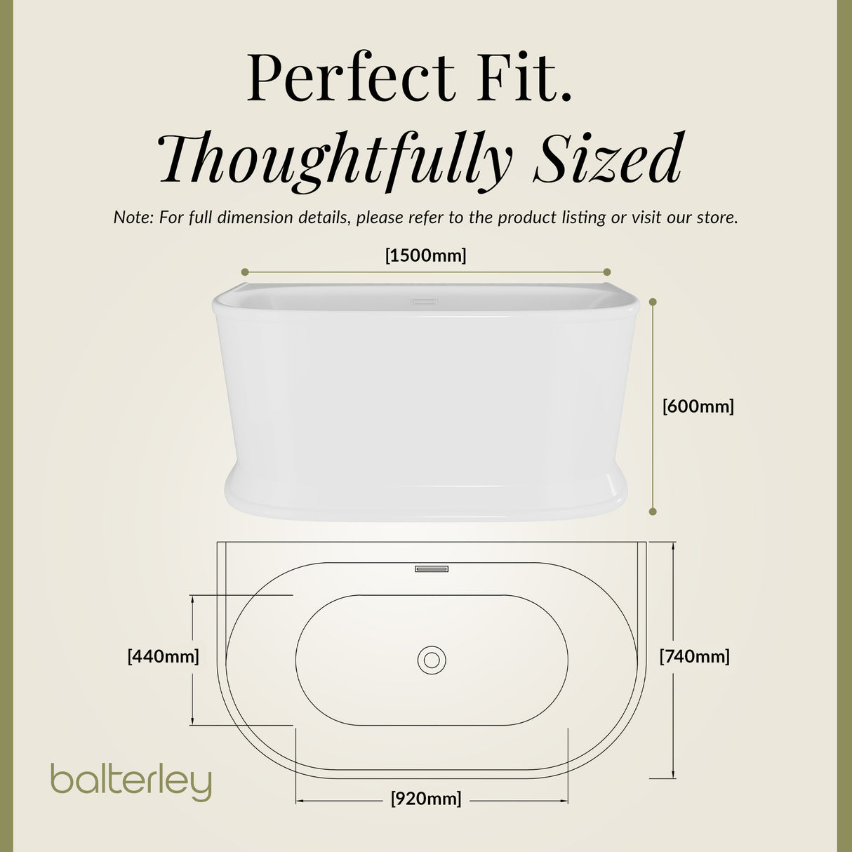 Contemporary Back To Wall Freestanding Bath from Balterley - Multiple Sizes Available